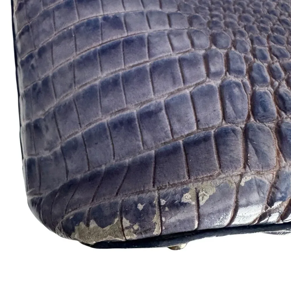Brahmin Large Duxbury Dome Satchel Purple Ombre Shimmer‎ Croc Embossed Purse